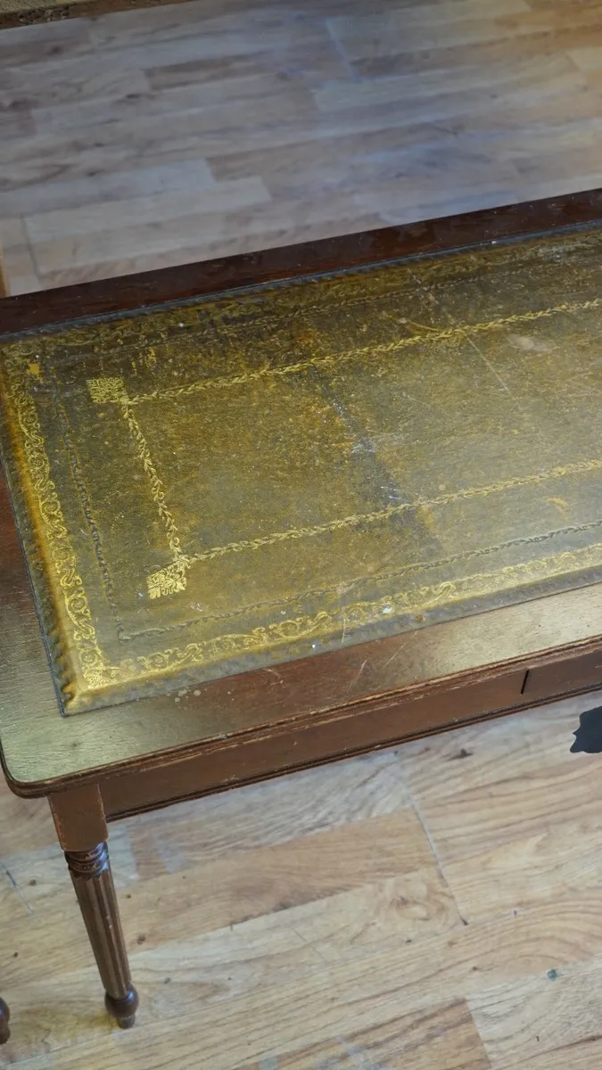 Nest of Three Tables with Leather Tops - Image 4