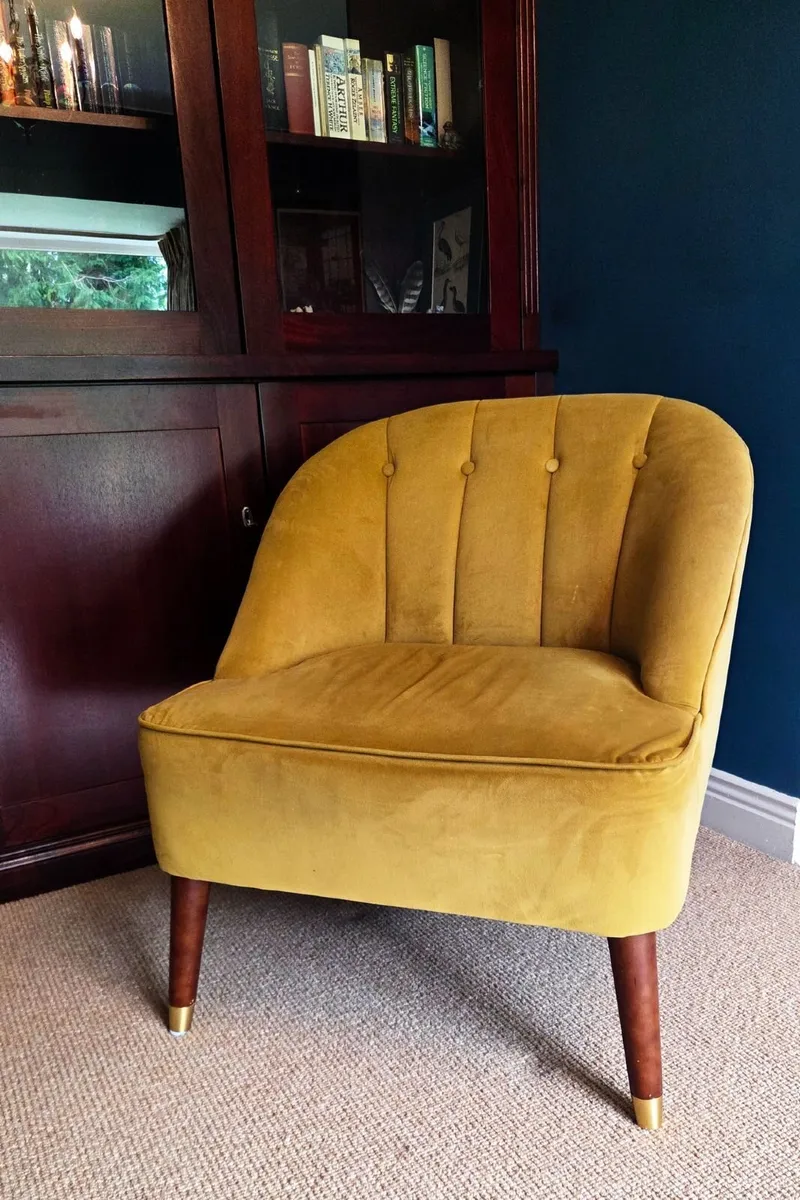 Modern Mustard Velvet Tub Chair - Image 1