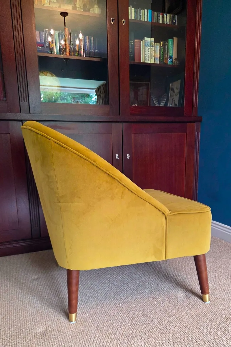 Modern Mustard Velvet Tub Chair - Image 2