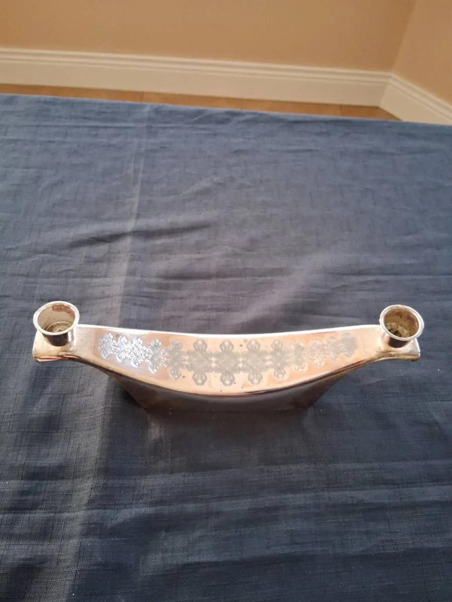 Silver Plated 2 Arm Candle Holder - Image 2