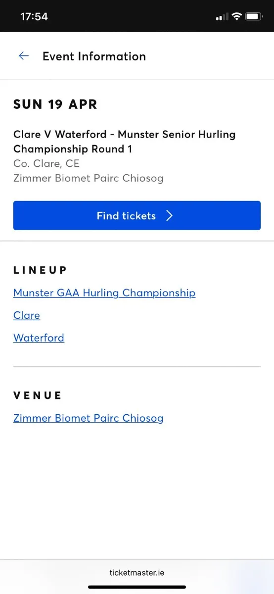 Hurling Tickets Clare Vs Waterford 19.04 - Image 1