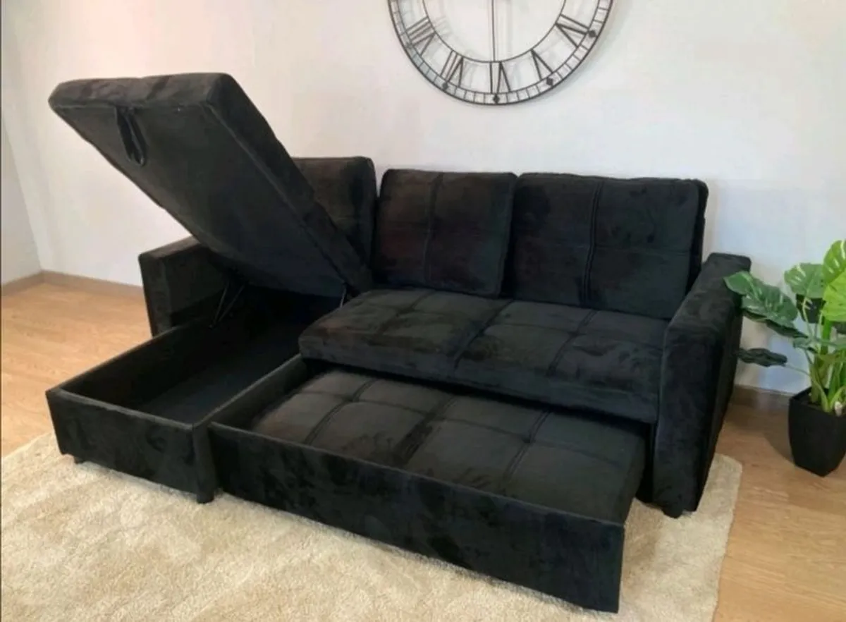 Sofa bed chaiselongue with storage