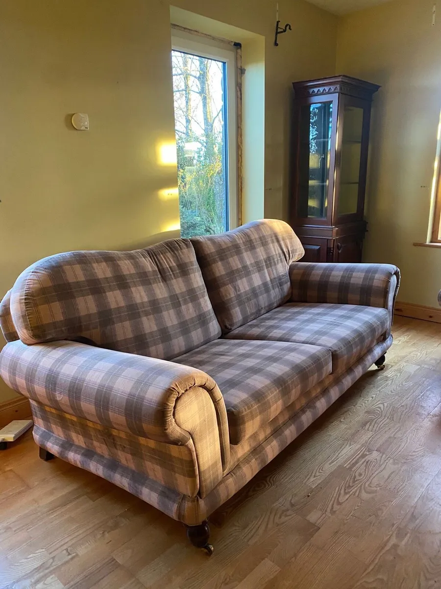3 Seater Sofa + Armchair – Newly Upholstered - Image 1