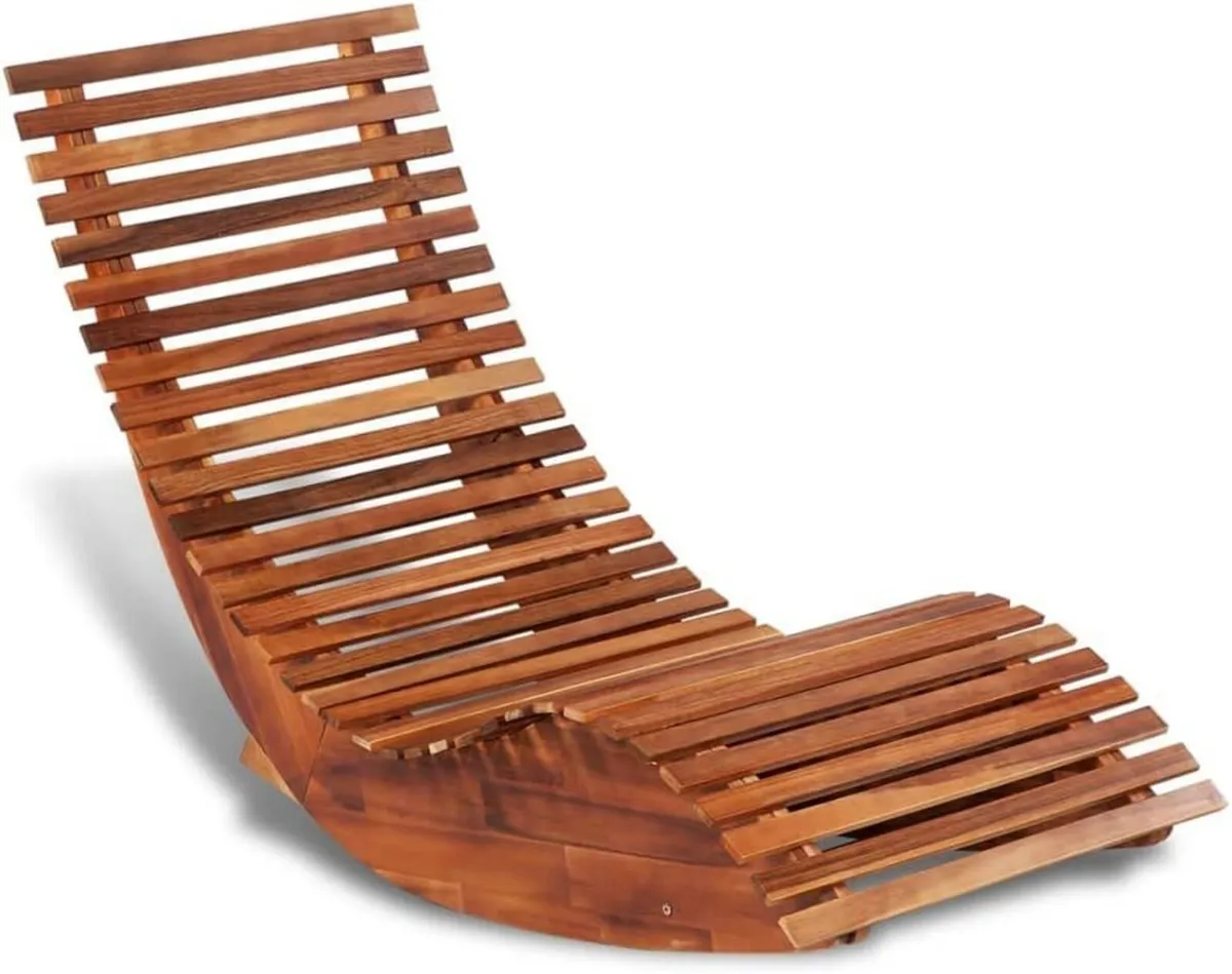 Rocking Sun Lounger Outdoor Acacia Wood Chair - Image 3