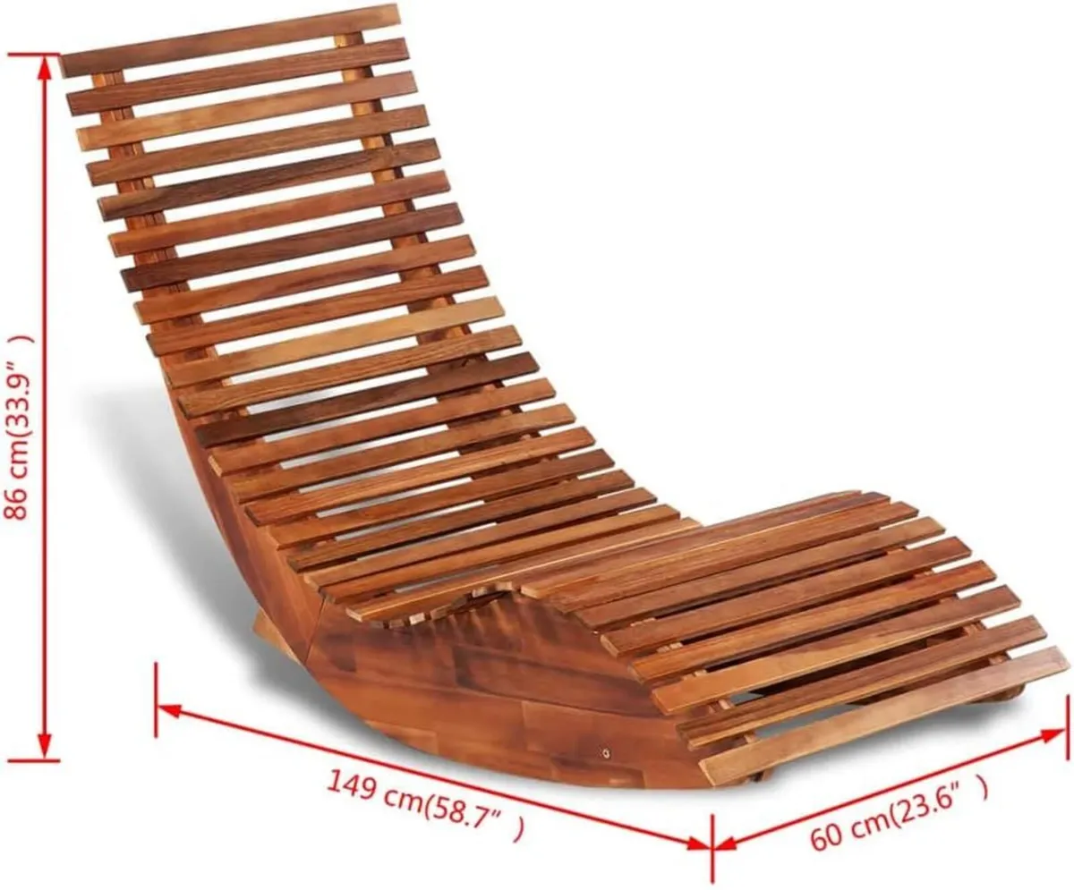 Rocking Sun Lounger Outdoor Acacia Wood Chair - Image 4