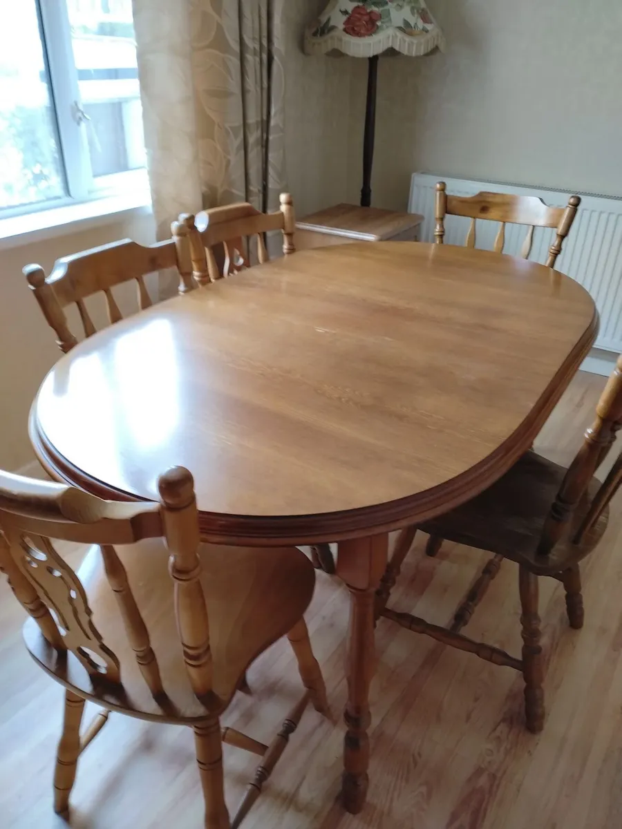 Two tables w four chairs each. Pinewood - Image 1