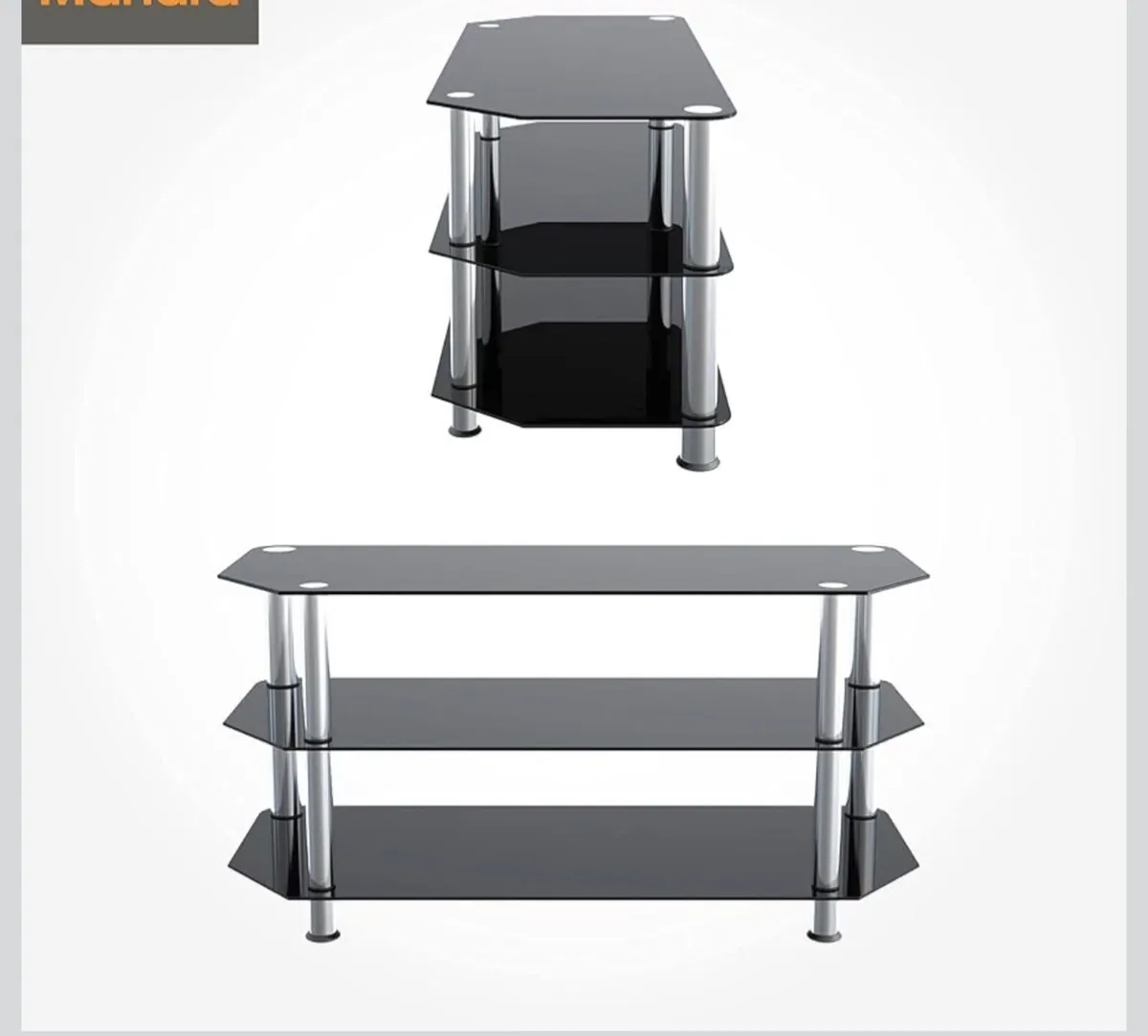Glass Corner TV Stand – Universal Black TV Unit - Image 4