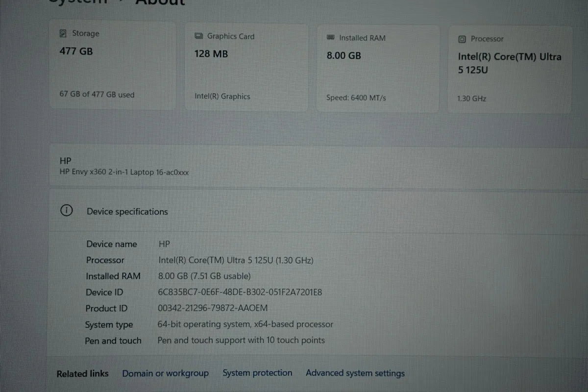 HP Envy x360 16" 2-in-1  | Ultra 5 125U | 8GB DDR5 - Image 3