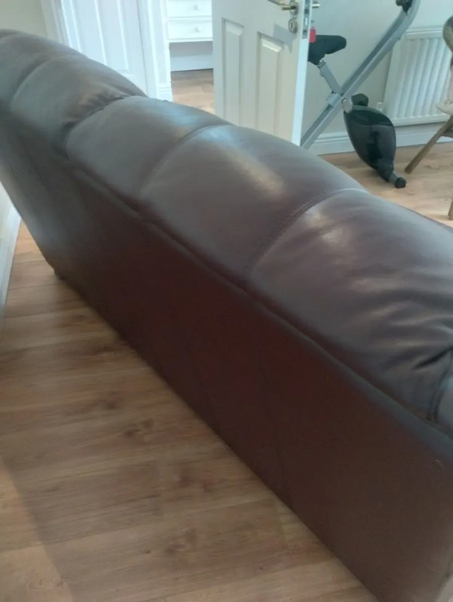 3 Seater Wine Leather Sofa - Image 2