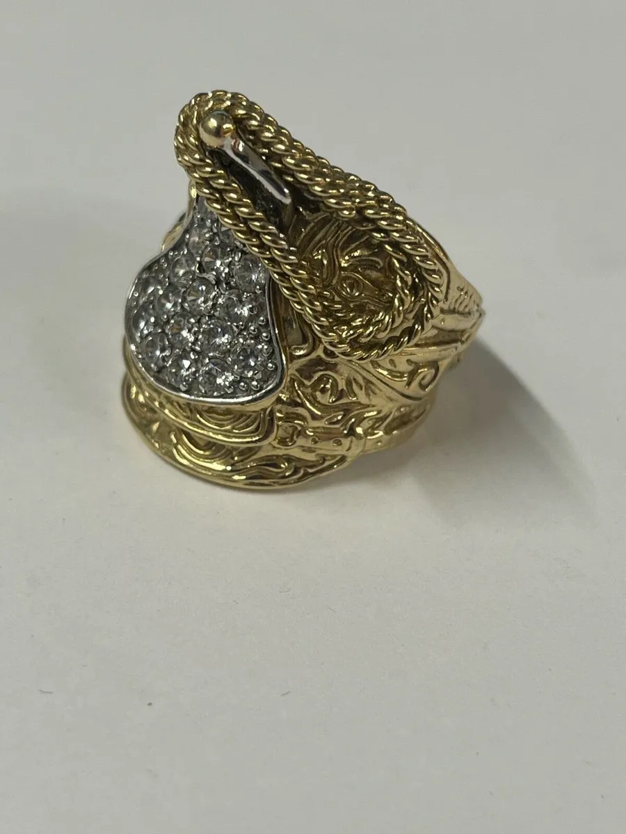 9k gold Cz saddle ring - Image 4