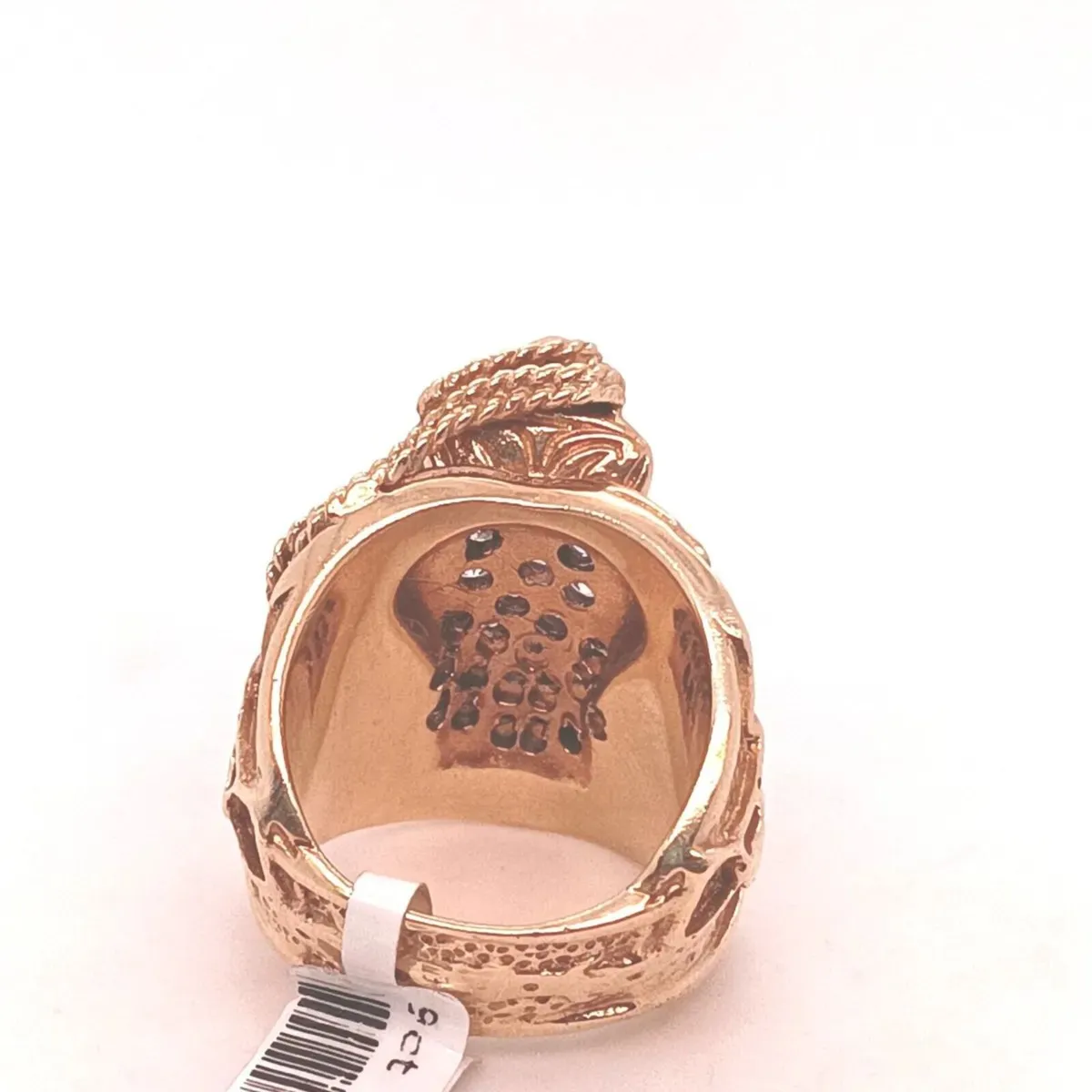 Large Heavy Saddle Ring, 9k Yellow Gold & Zirconia - Image 4