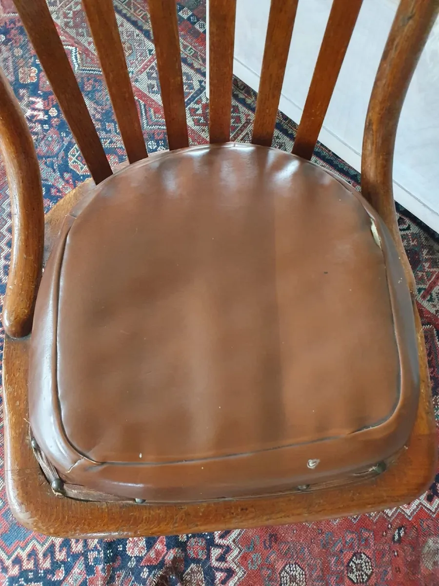 Antique vintage oak swivel office chair - Image 4