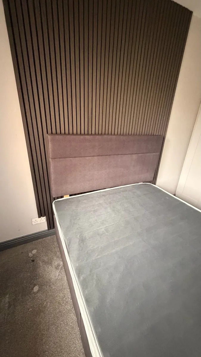 4f 6 double bed base ,mattress & headboard - Image 1