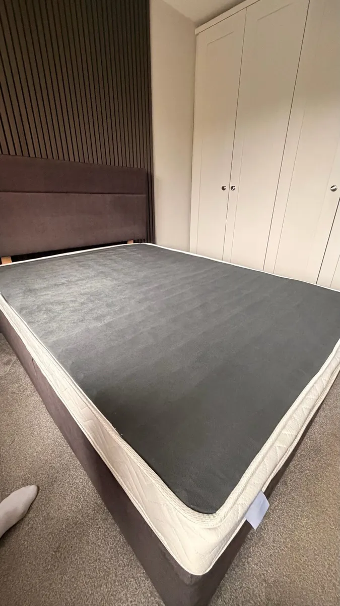 4f 6 double bed base ,mattress & headboard - Image 2