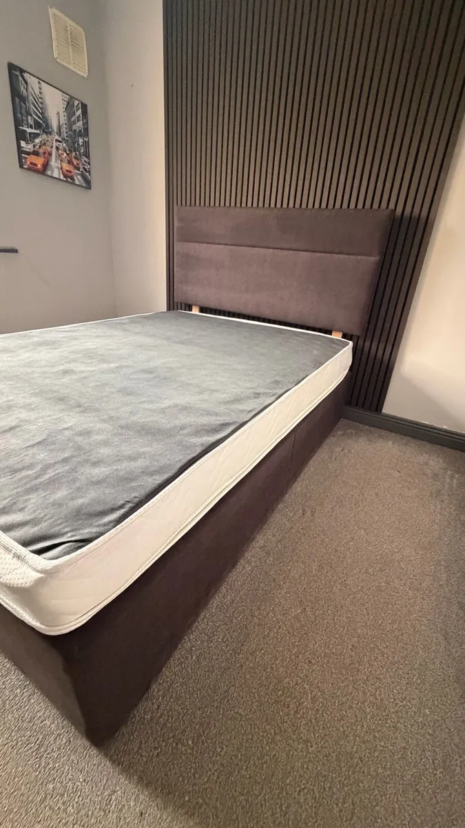 4f 6 double bed base ,mattress & headboard - Image 3