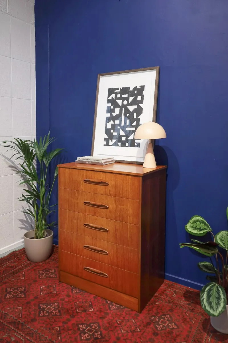 Large Teak Tallboy Storage Unit Furniture