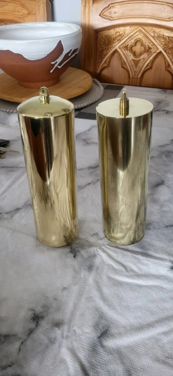 Longcase clock brass cased weights - Image 4