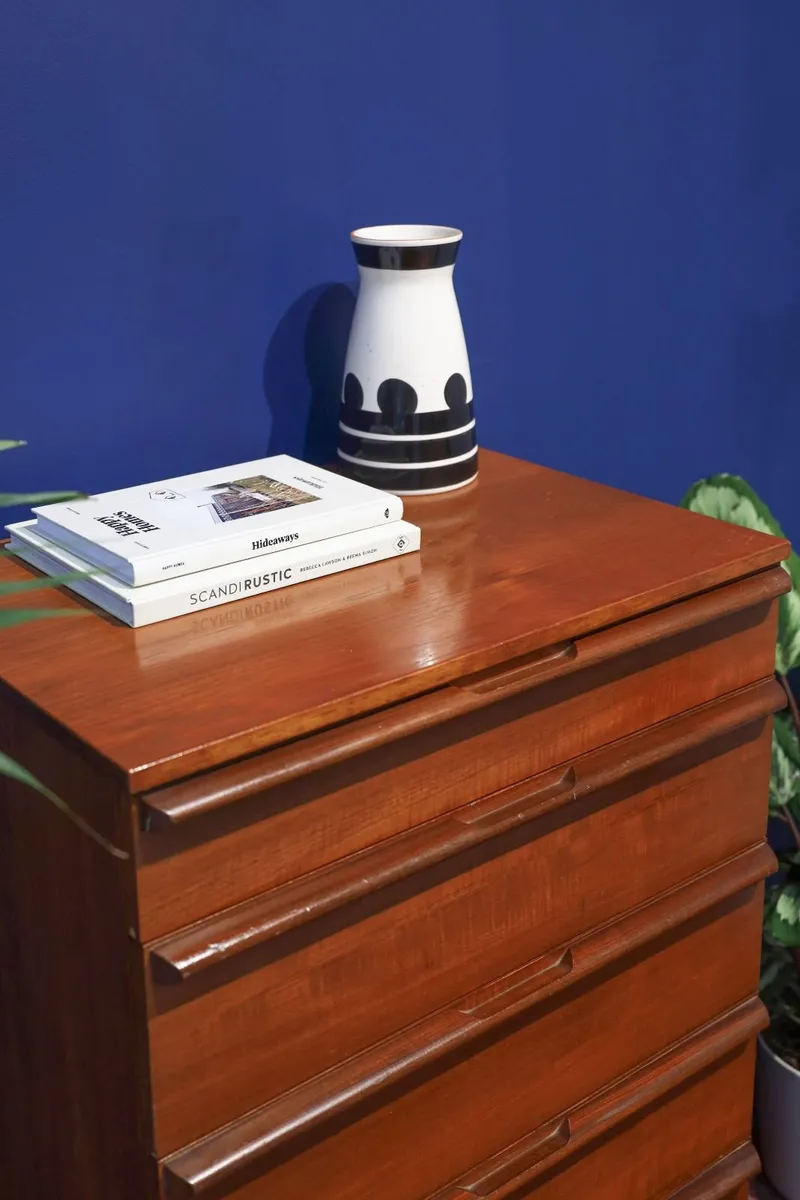 Avalon Teak Tallboy Chest of Drawers - Image 2