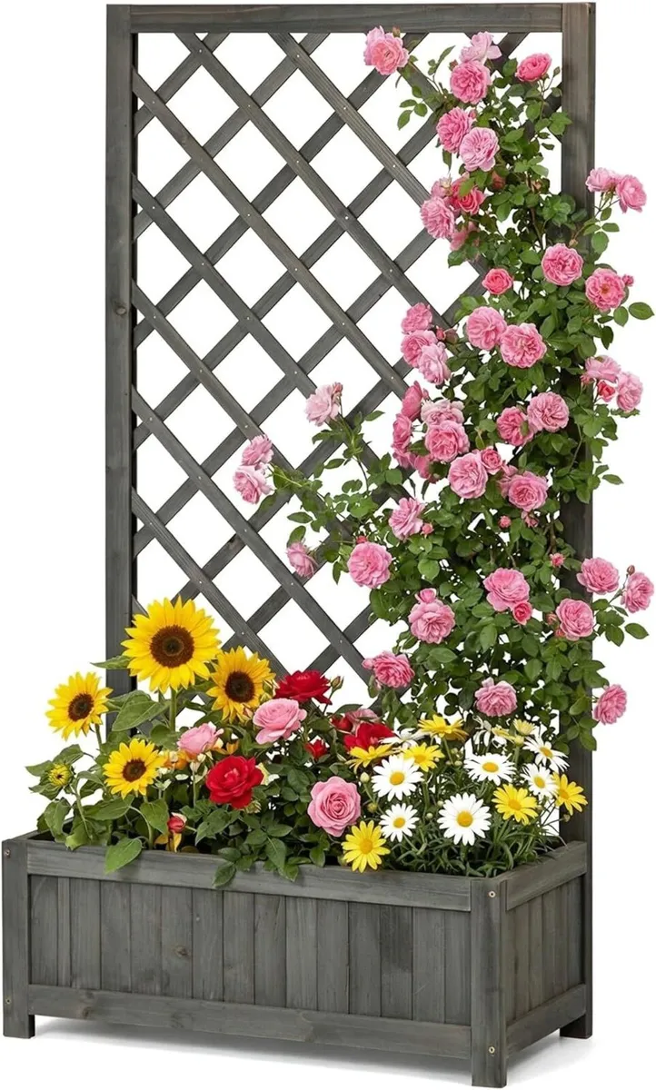 Wooden Planter with Trellis 47 Outdoor Box for - Image 1
