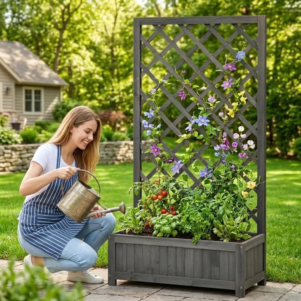Wooden Planter with Trellis 47 Outdoor Box for - Image 2