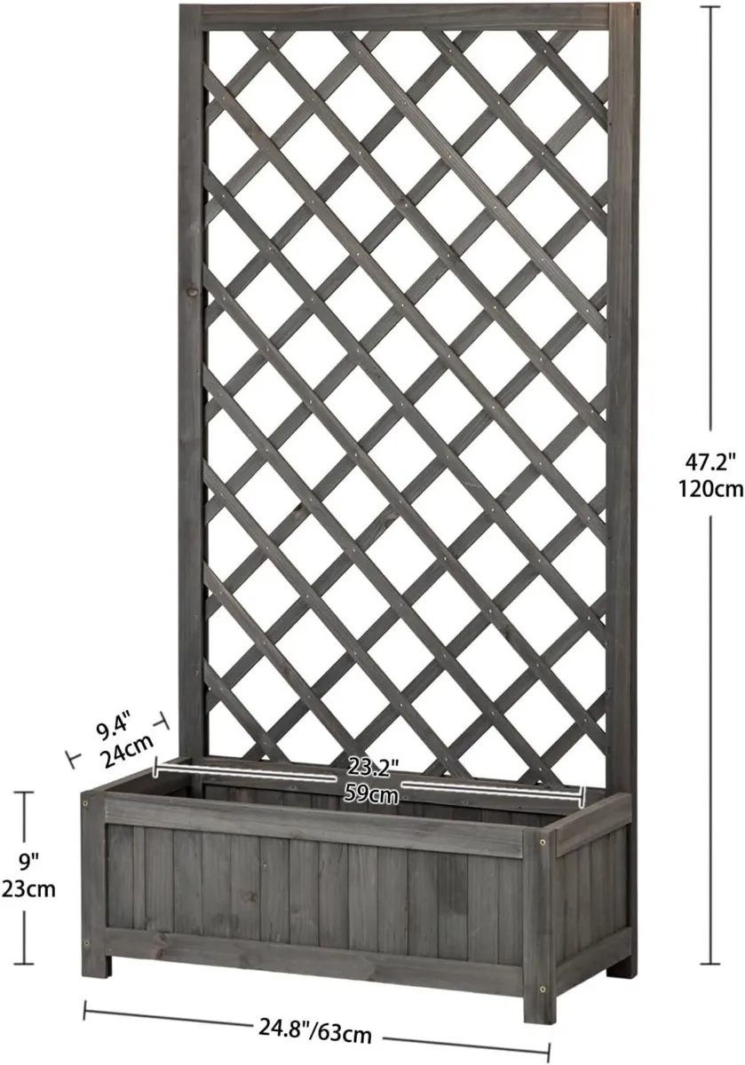 Wooden Planter with Trellis 47 Outdoor Box for - Image 3