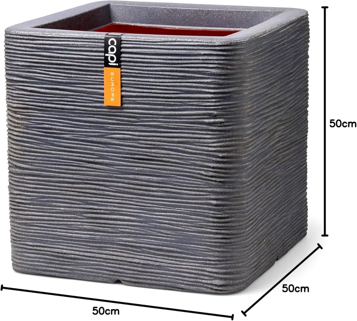 - Planter square Rib NL 50x50 Dark grey Opening - Image 3
