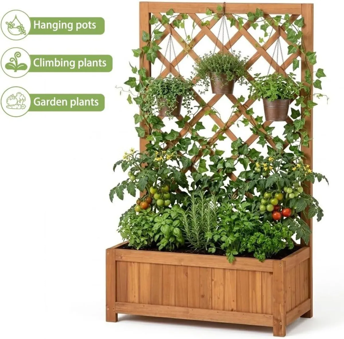 Wooden Planter with Trellis 40 Outdoor Box for - Image 4