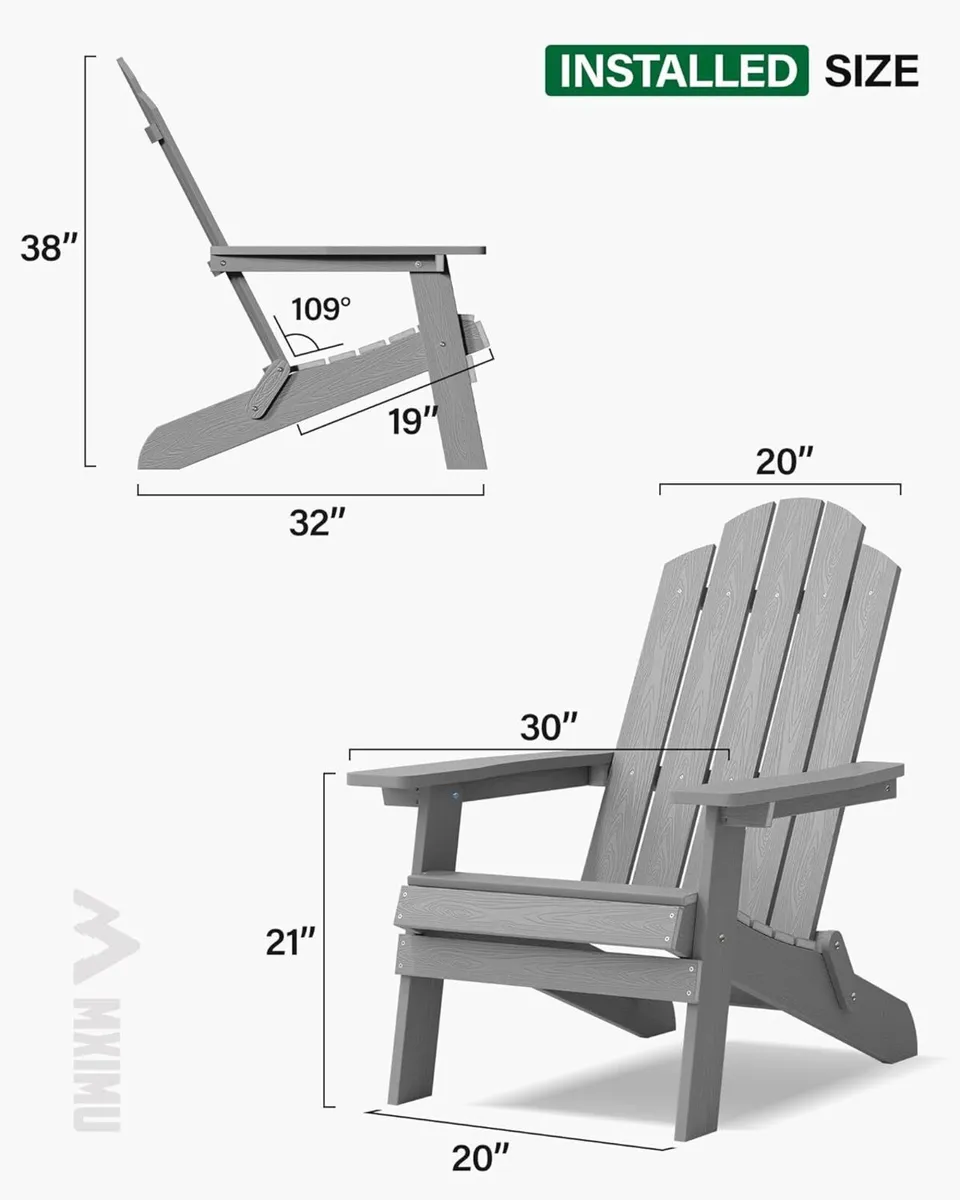 Folding Adirondack Chair Weather Resistant - Image 2