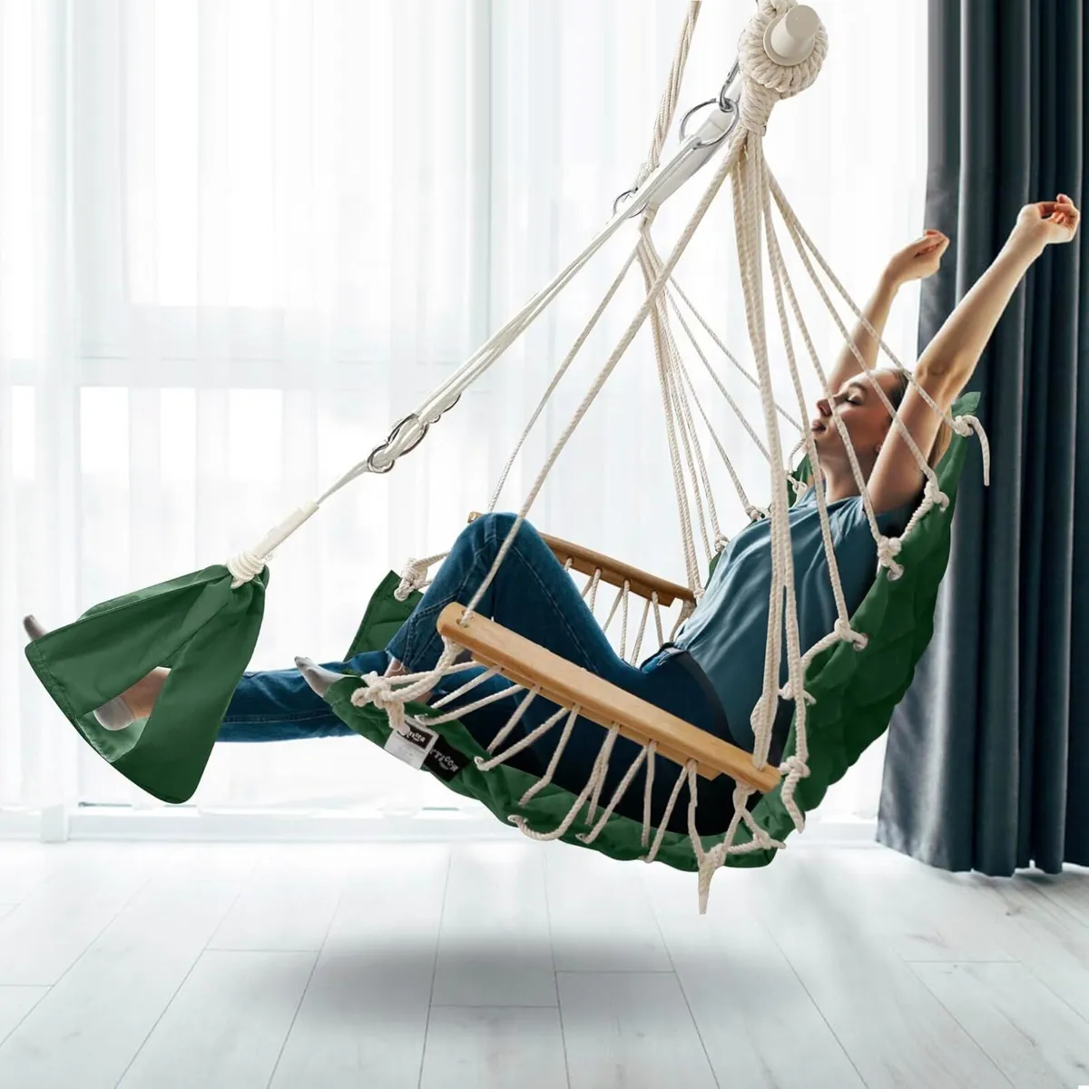 Hammock Swing Chair with Adjustable Footrest - Image 2