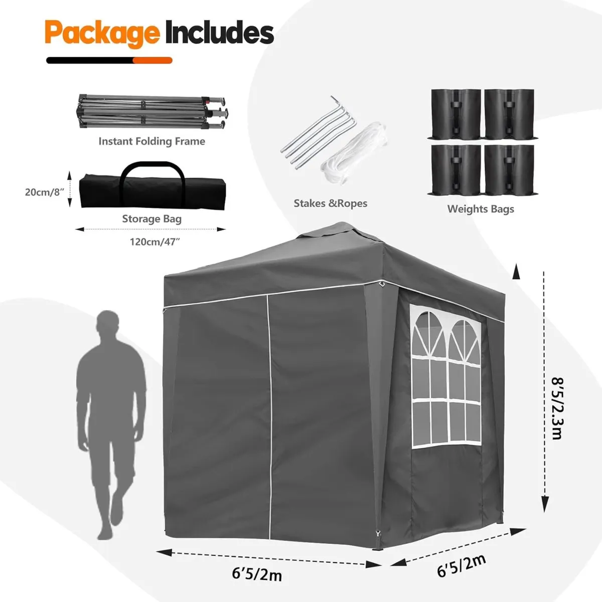 Pop Up Gazebo Tent with Weights Fully Waterproof - Image 3