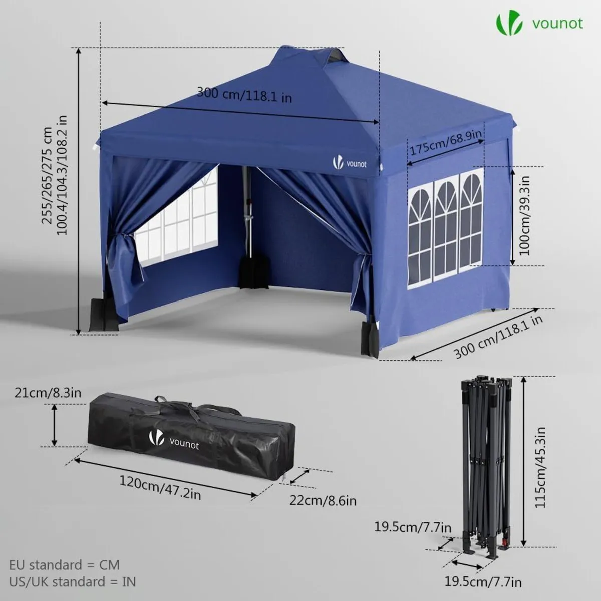 3m x Pop Up Heavy Duty Gazebo with Sides Central - Image 2