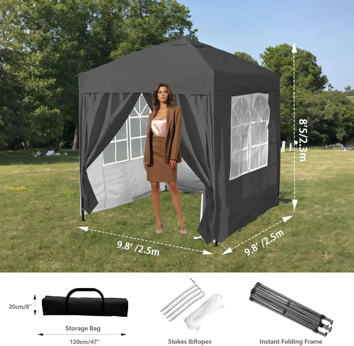 3x3m Pop Up Gazebo with Removable Sidewalls - Image 3
