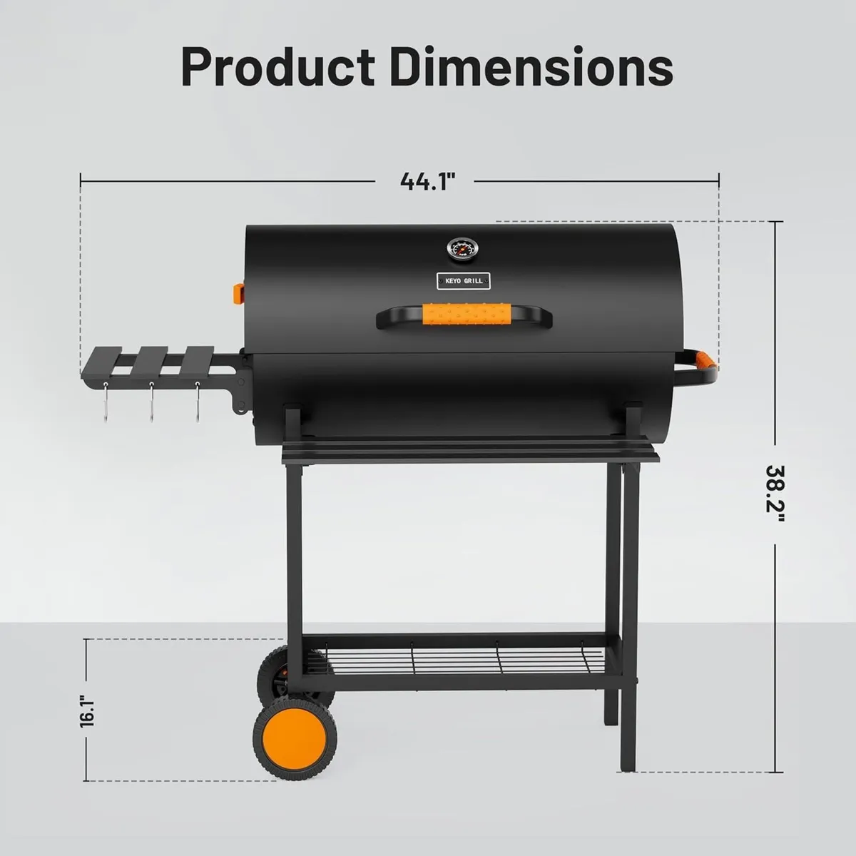 KEYO Charcoal BBQ Grill Smoker with Height-adjusta - Image 3