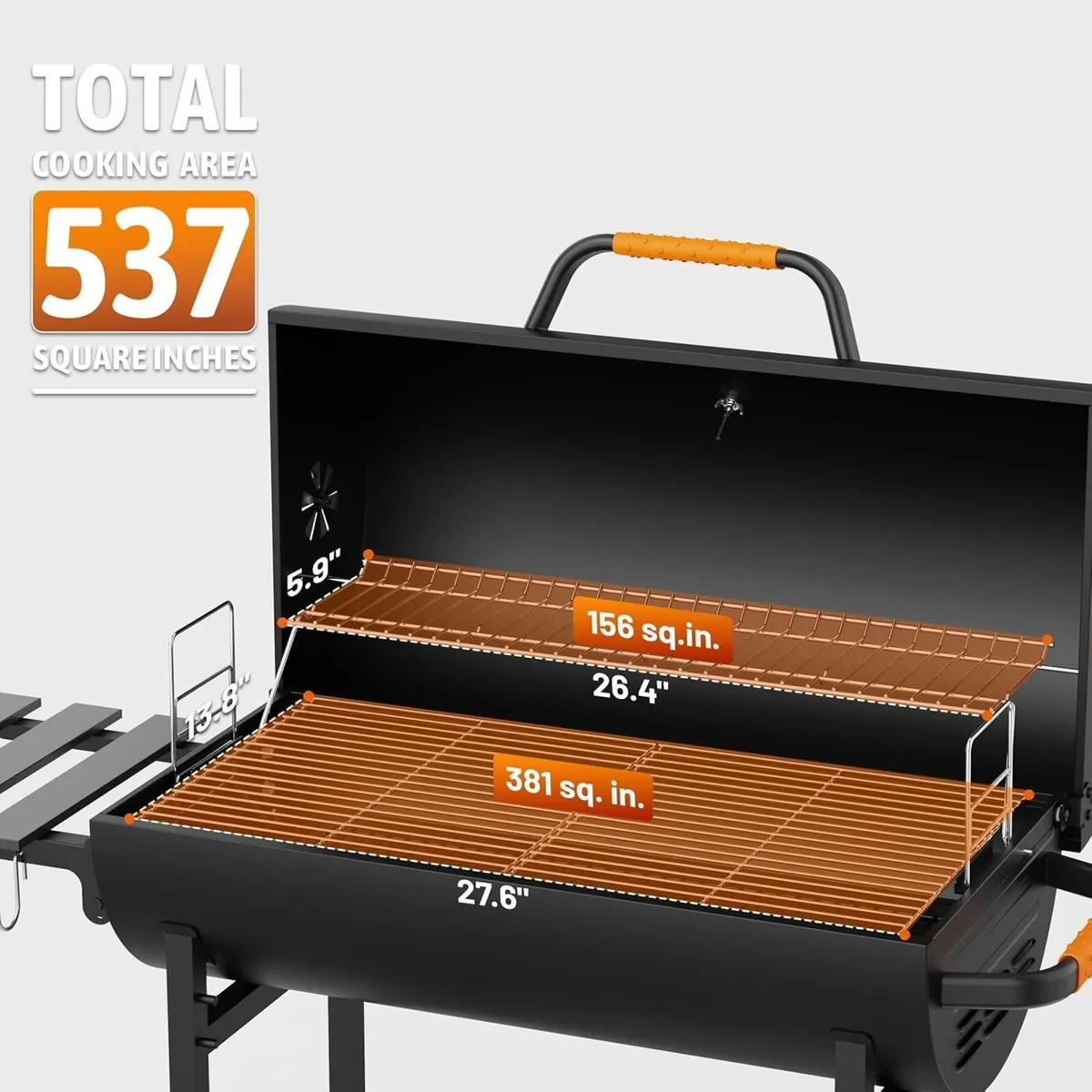 KEYO Charcoal BBQ Grill Smoker with Height-adjusta - Image 4