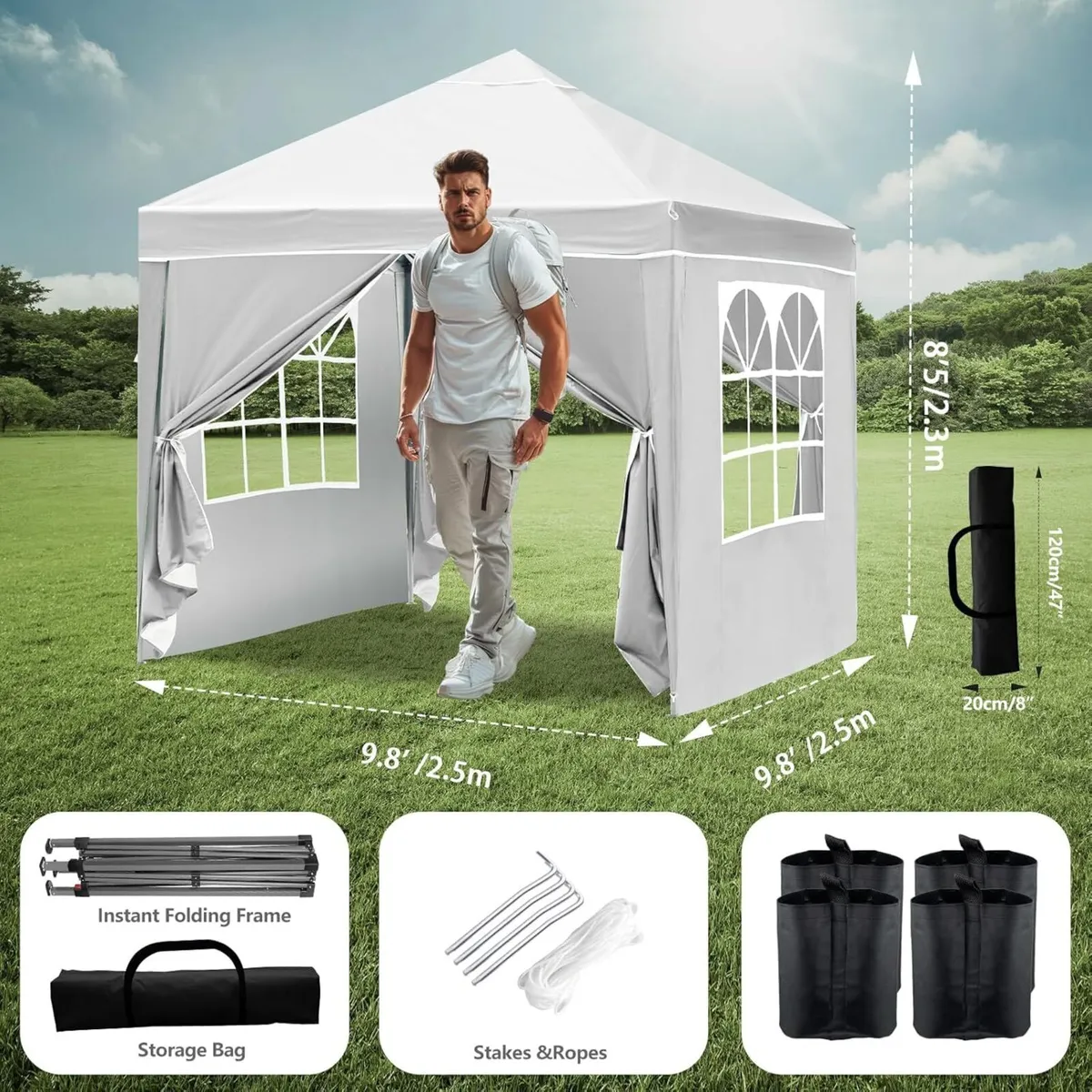 Pop Up Gazebo with Removable Sidewalls Sturdy - Image 3