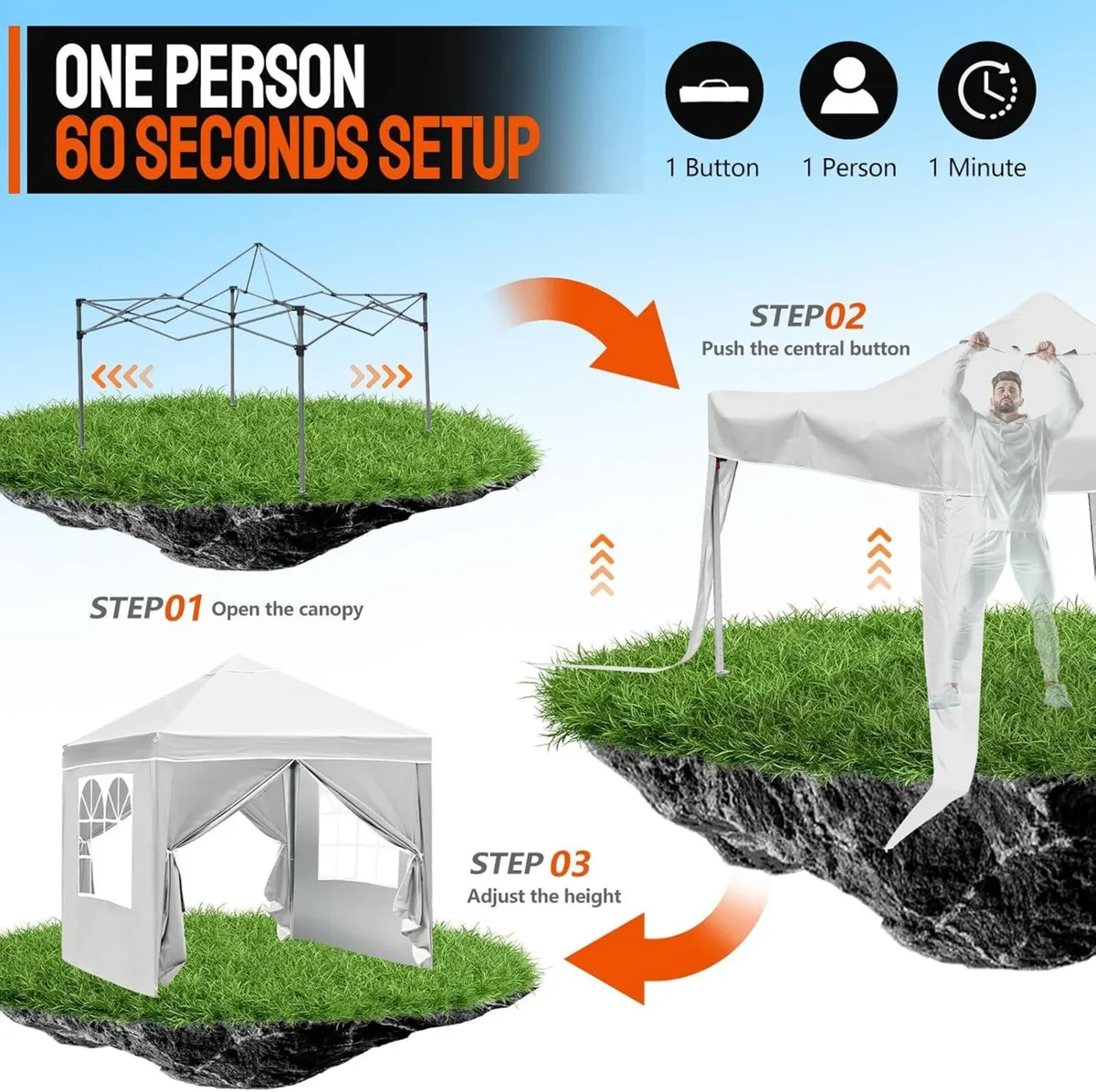 Pop Up Gazebo with Removable Sidewalls Sturdy - Image 4