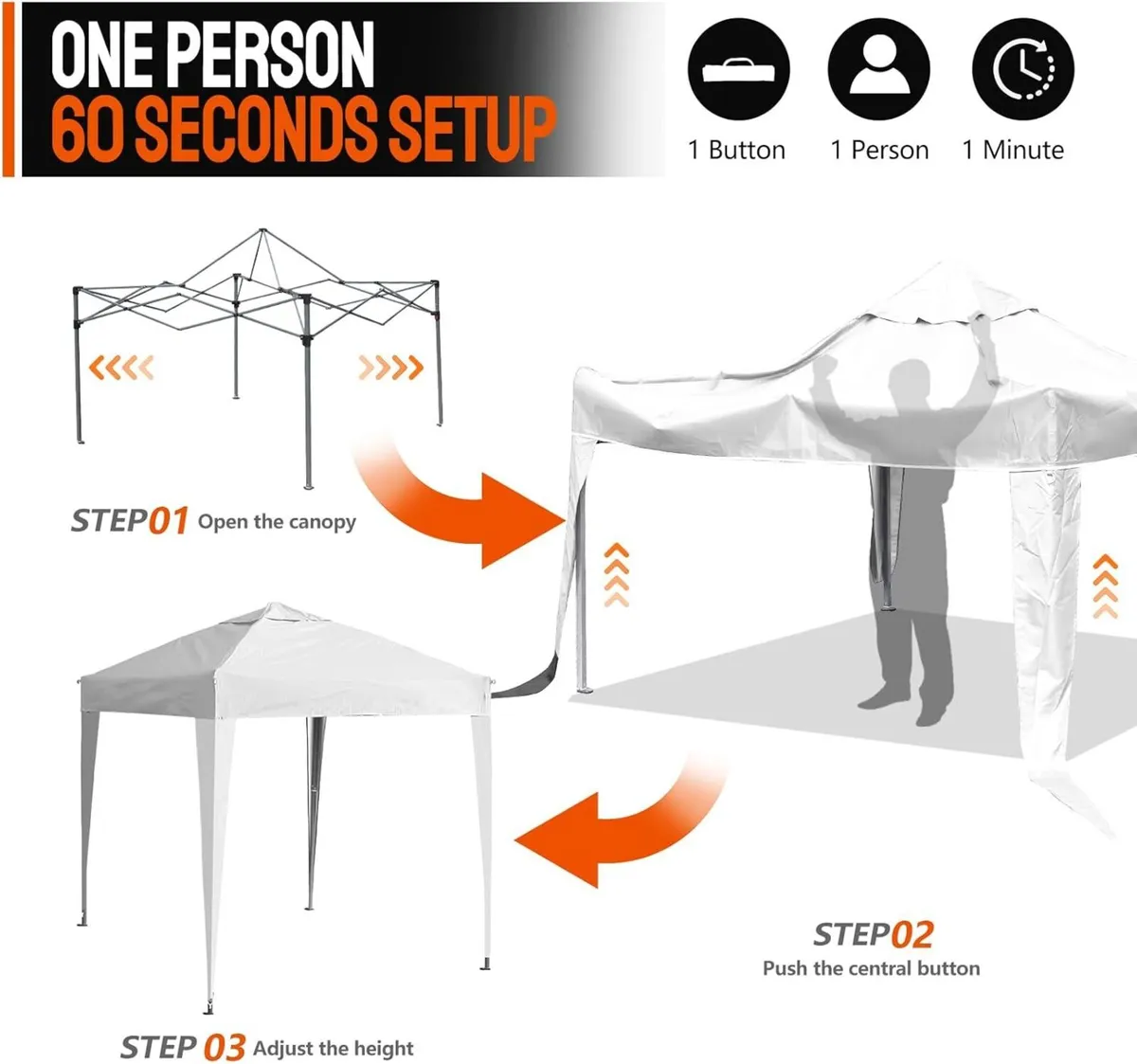 Pop Up Gazebo 3x3m Heavy Duty Outdoor Canopy Tent - Image 4