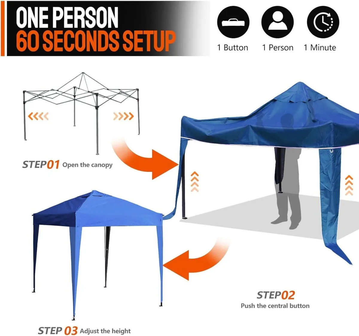 Pop Up Gazebo 3x3m Heavy Duty Outdoor Canopy Tent - Image 4