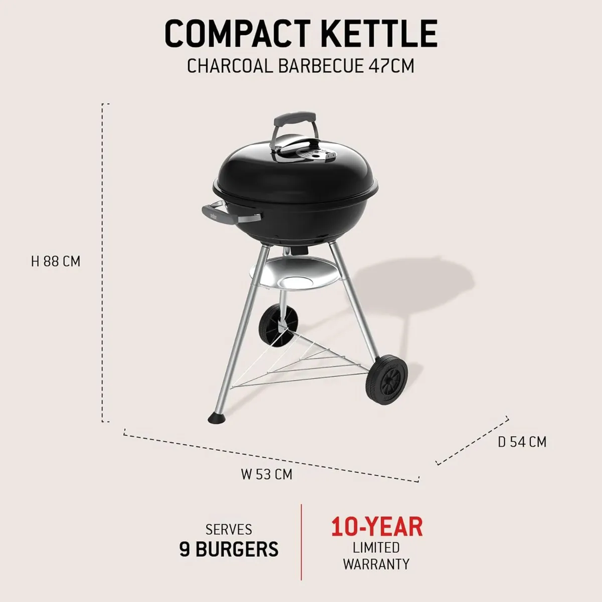 Compact Kettle Charcoal Barbecue ( version) 47 cm - Image 3