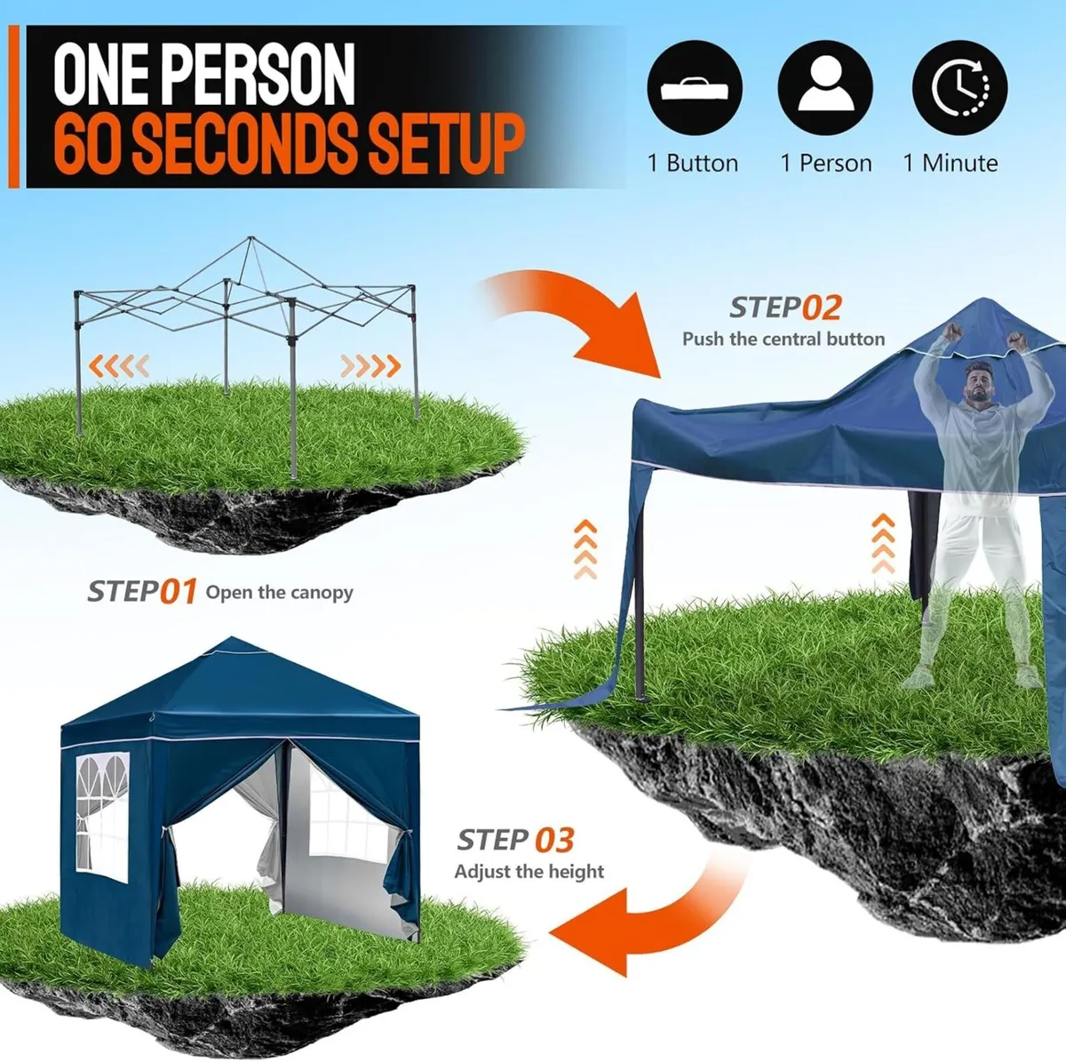 Pop Up Gazebo with Removable Sidewalls Sturdy - Image 4
