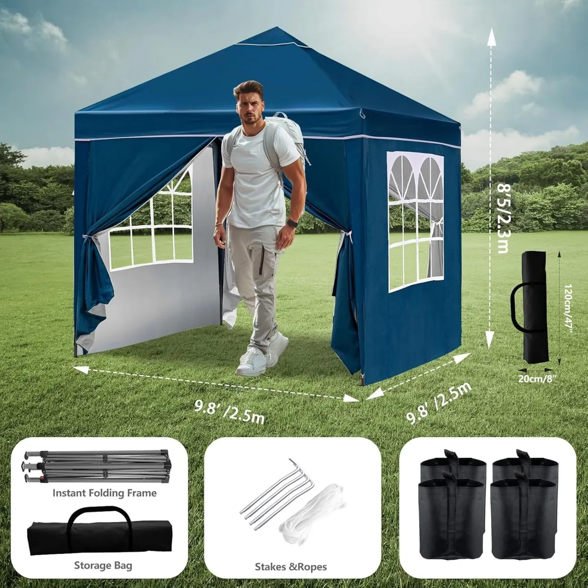 Pop Up Gazebo with Removable Sidewalls Sturdy - Image 3