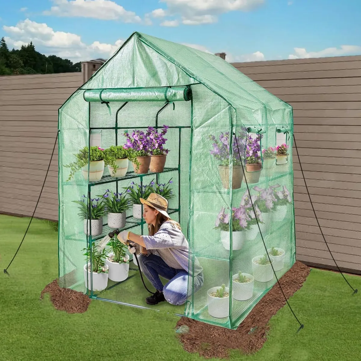 Walk In Greenhouse With Shelves Plastic Growhouse - Image 2