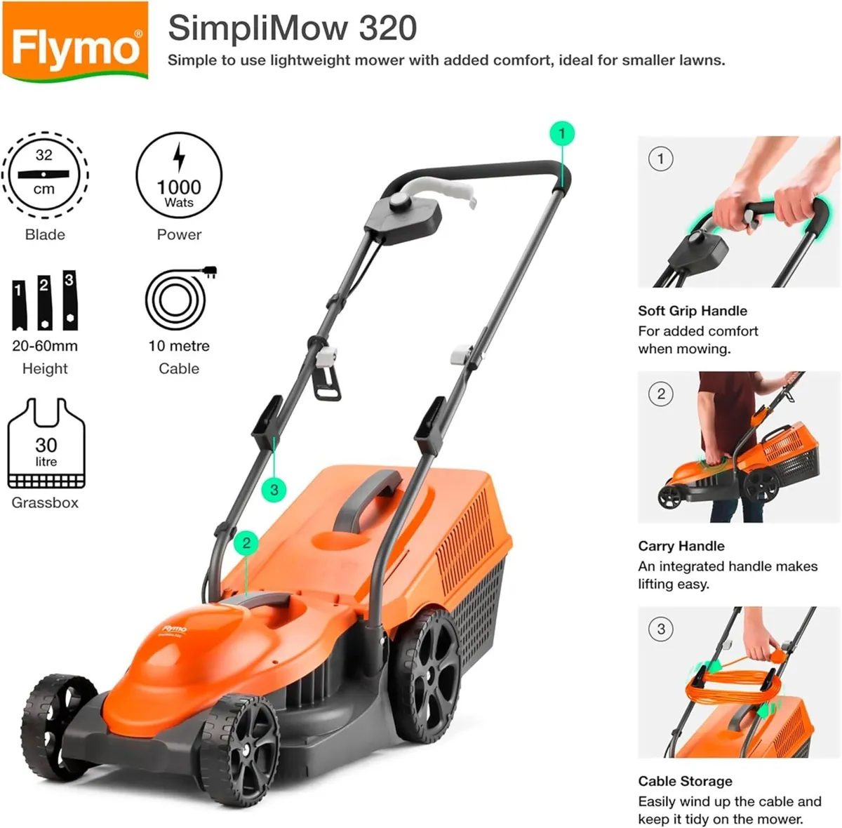 SimpliMow 320 Wheeled Electric Lawnmower - W - Image 3