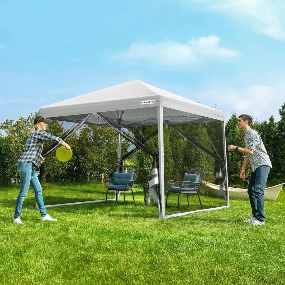 Gazebo 3x3m Canopy Waterproof Outdoor Tent with - Image 3
