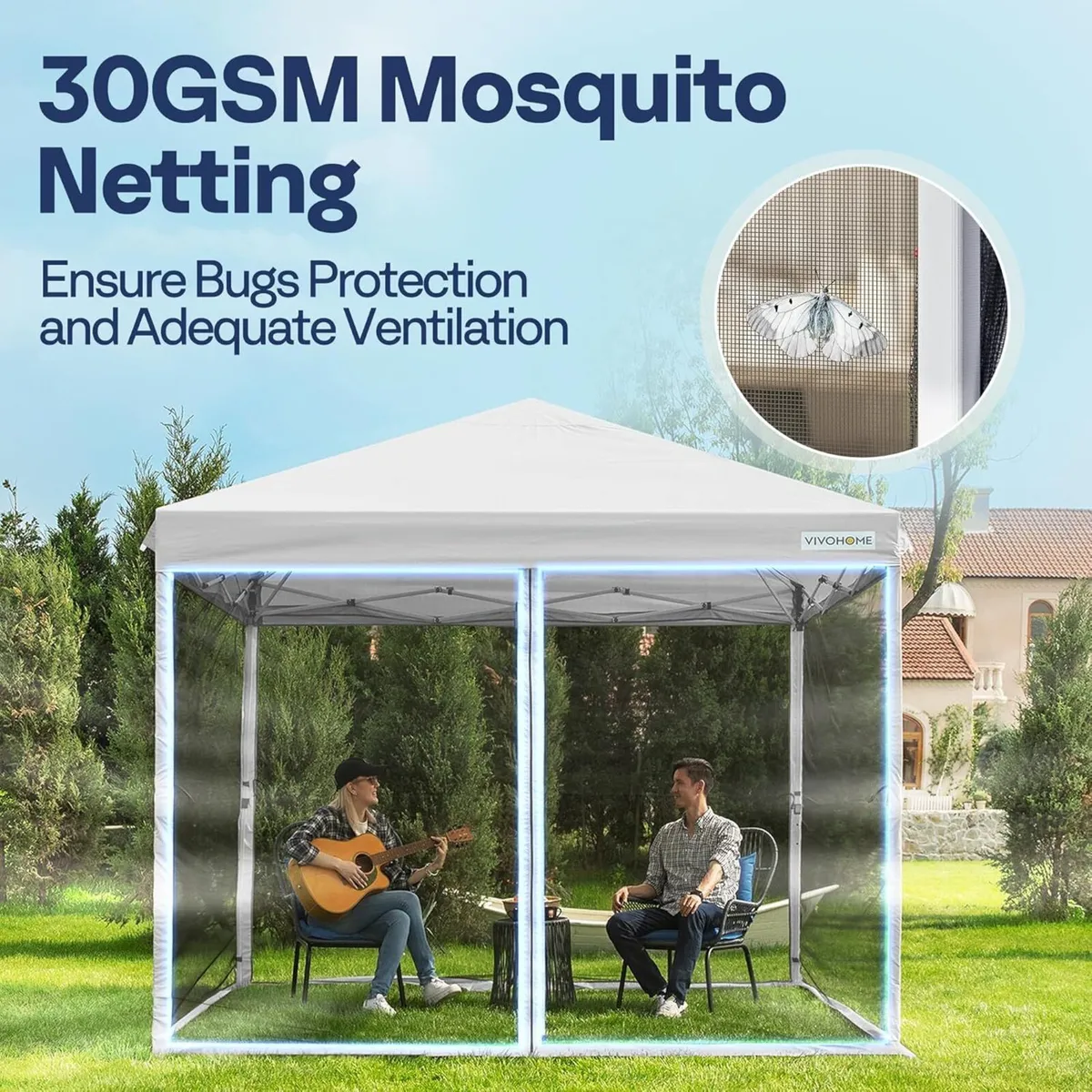 Gazebo 3x3m Canopy Waterproof Outdoor Tent with - Image 4