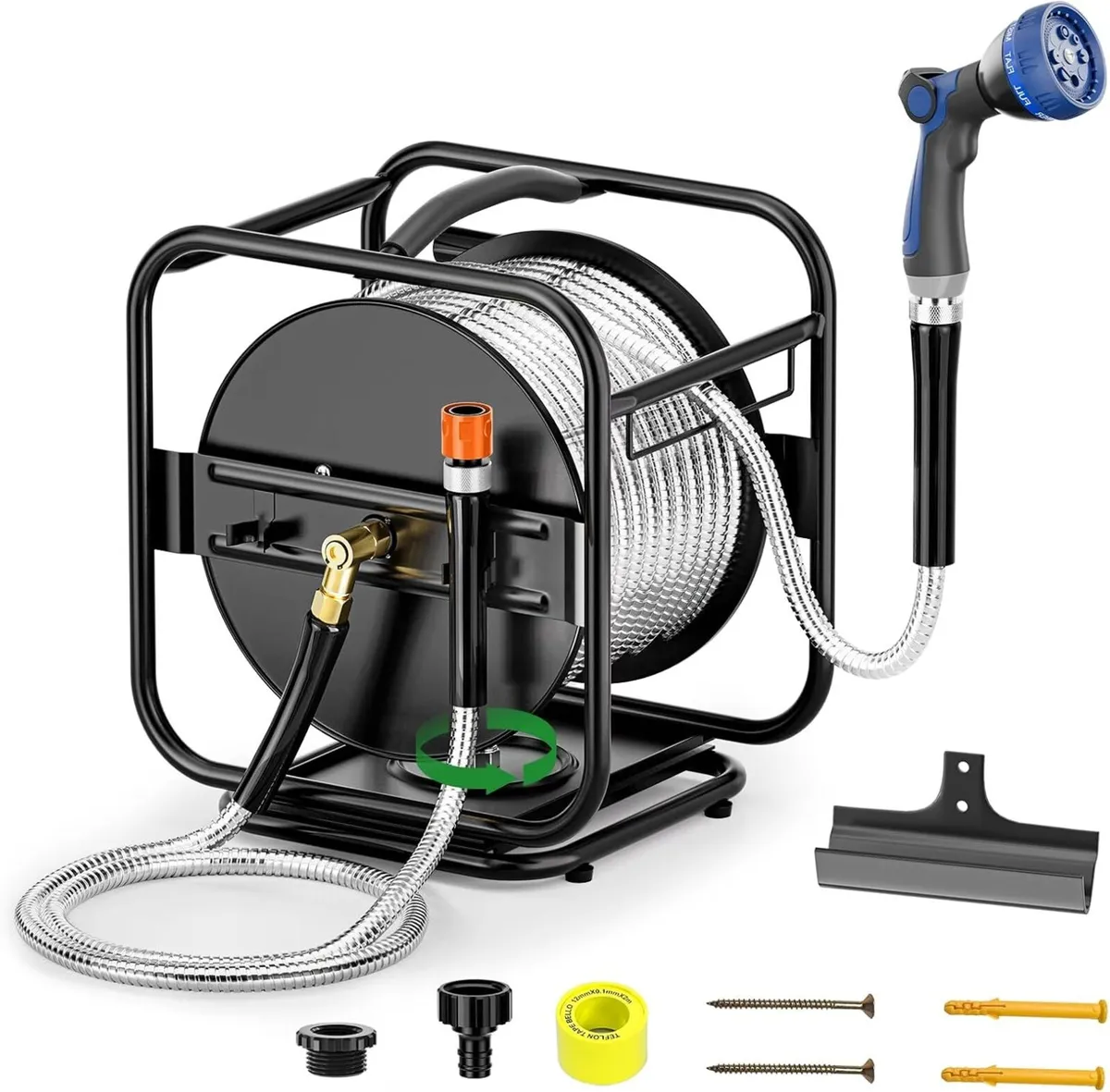 Heavy Duty Metal Garden Hose Reel with 30m 304 - Image 1