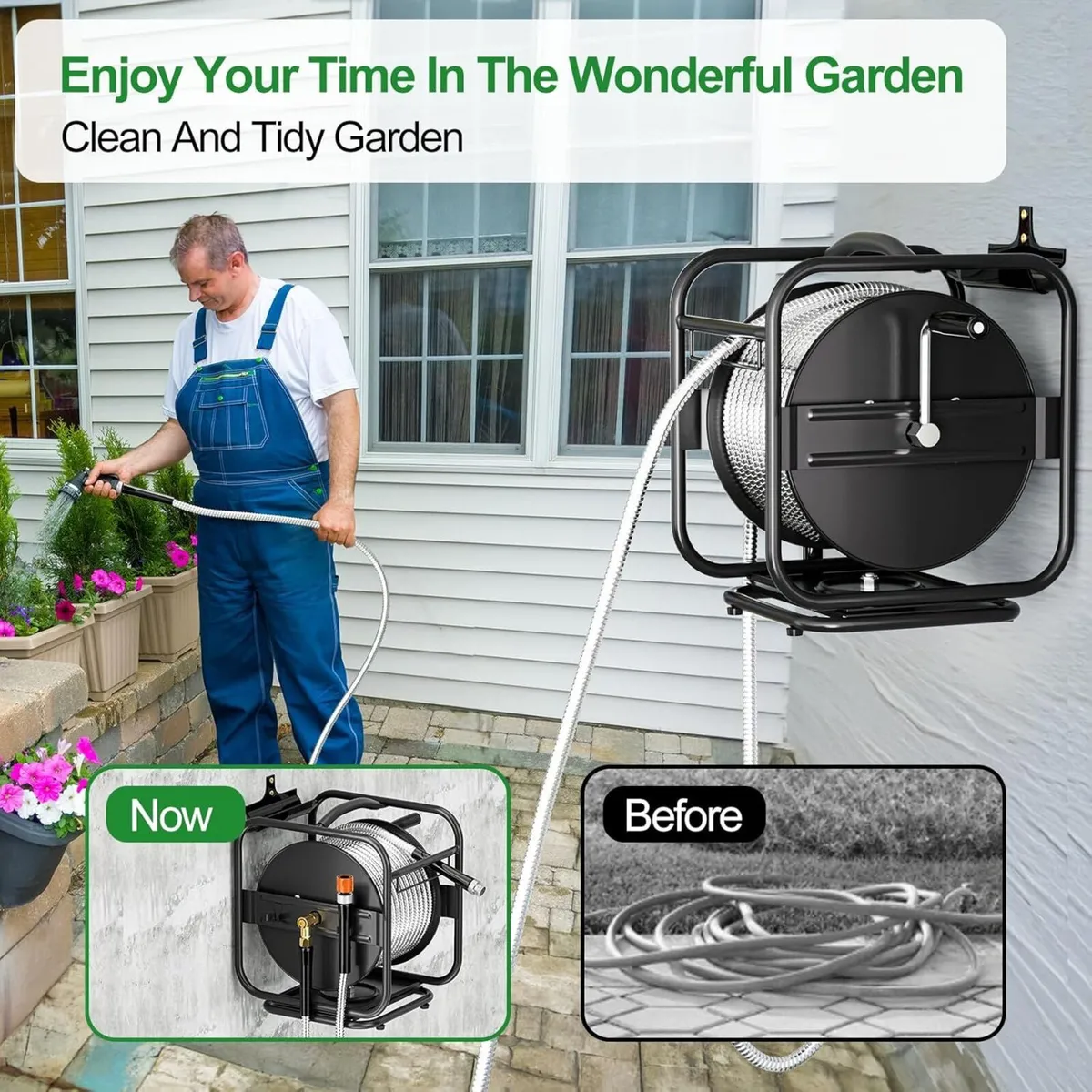 Heavy Duty Metal Garden Hose Reel with 30m 304 - Image 4