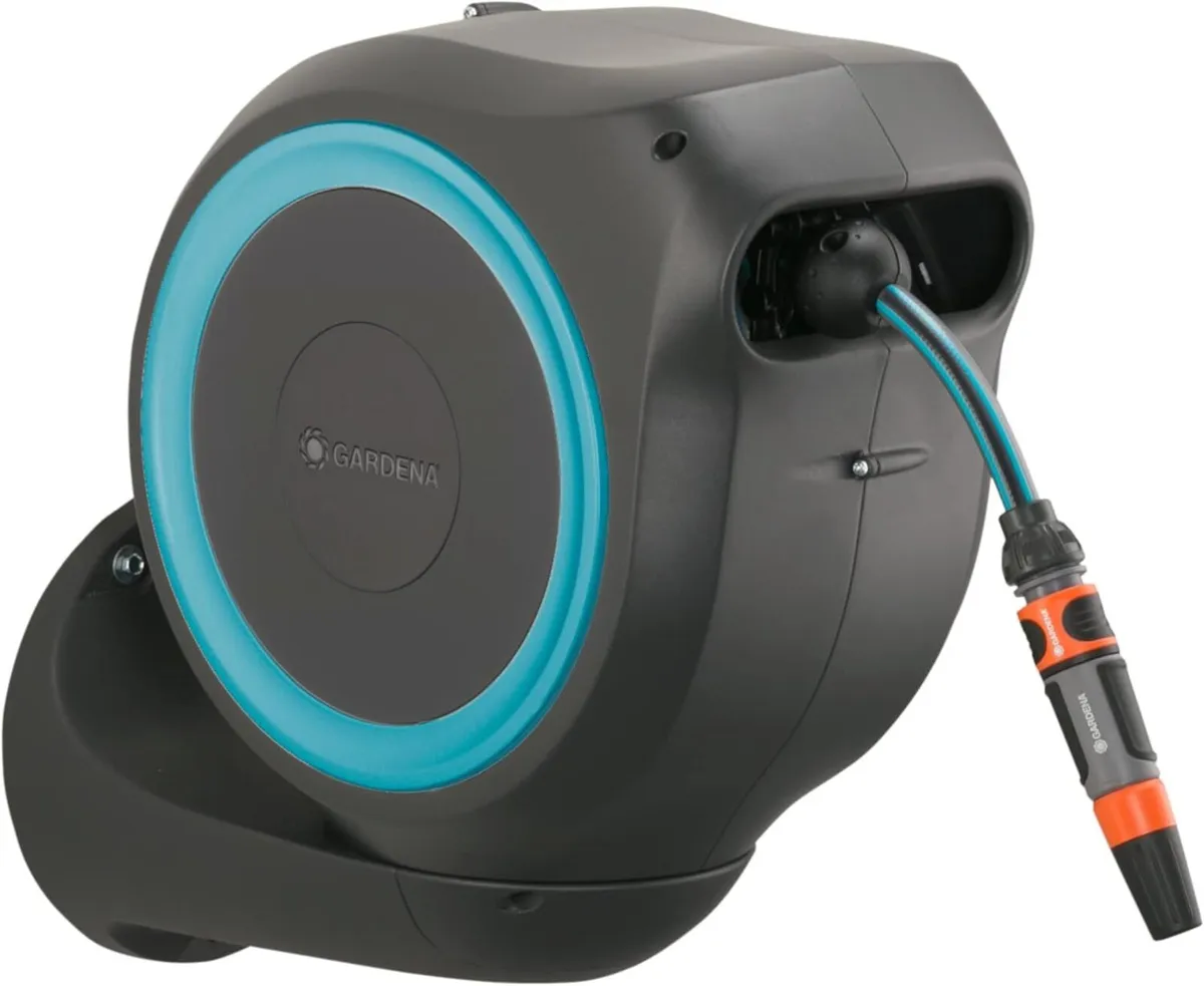 Wall-Mounted Hose Box RollUp S (turquoise): - Image 1