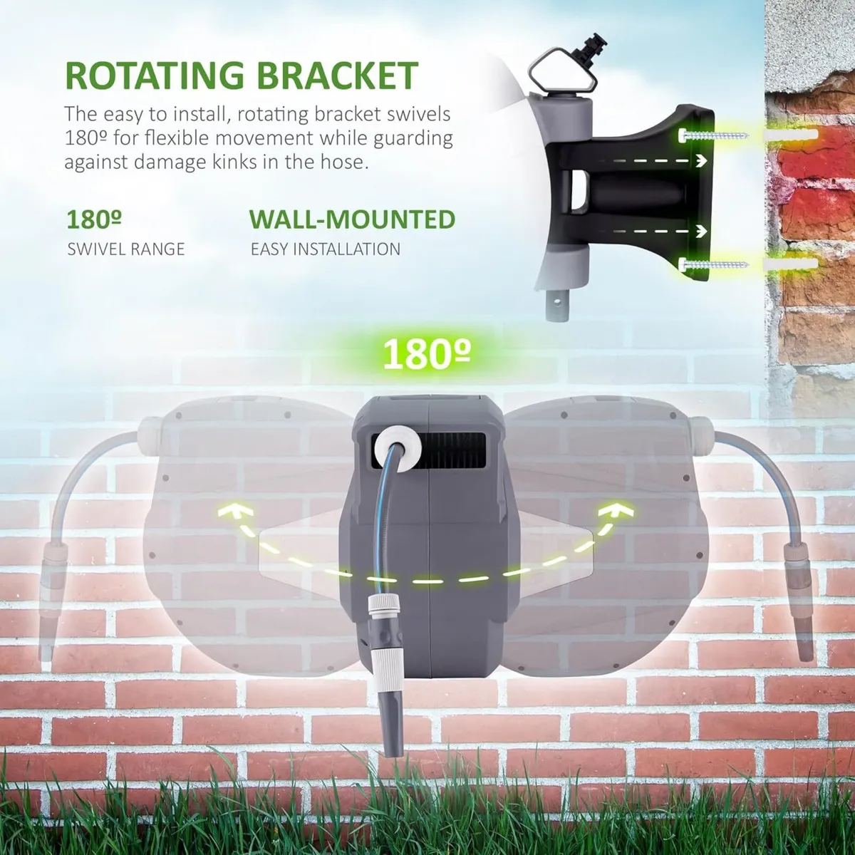Hose Reel 20m – Wall Mounted Garden with Auto - Image 3