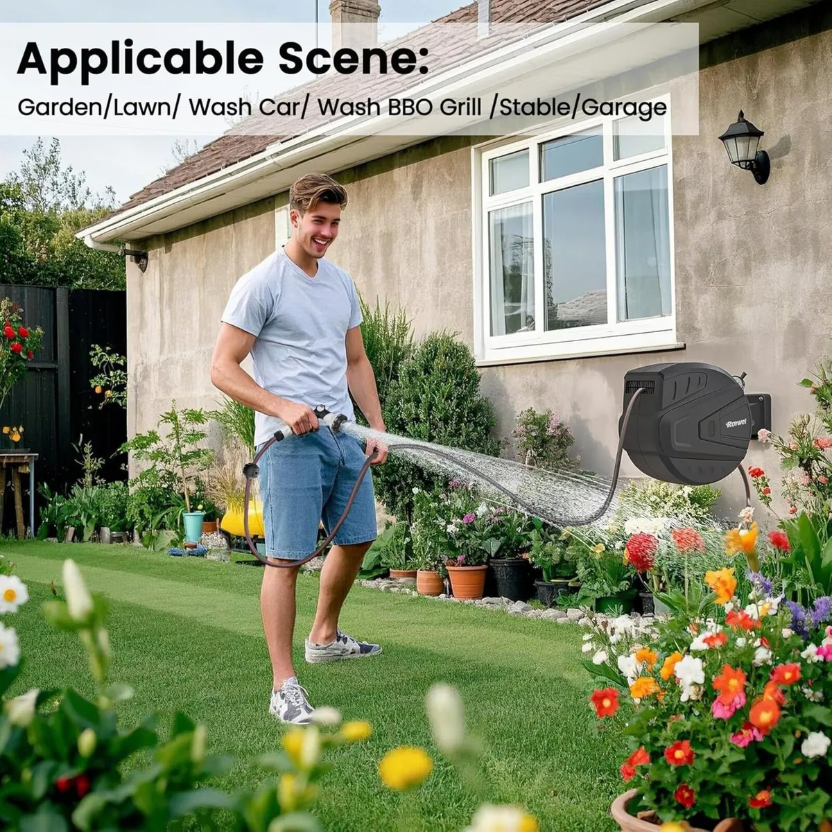 Auto Reel Garden Hose 30M，Hose Wall Mounted，Auto - Image 2